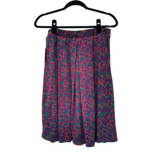 LulaRoe Madison Skirt with Pockets Womens Large Green Purple Zig Zags New